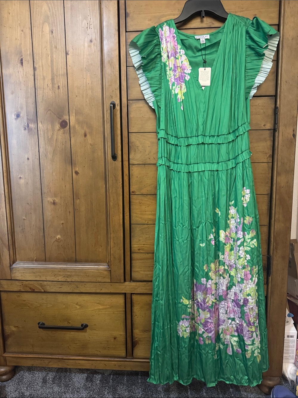 Current Air Green V-Neck Maxi Dress